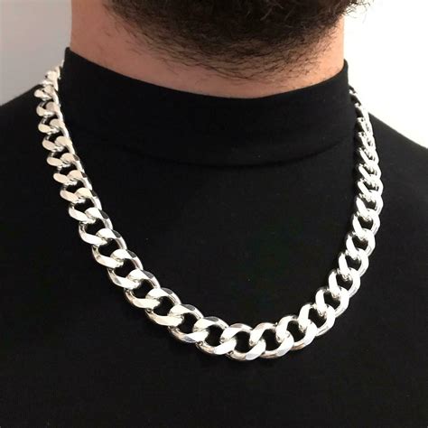 sterling silver mens cuban tight curb link chain necklace mm