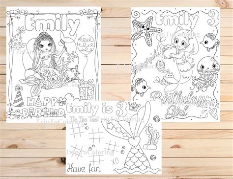 mermaid birthday party birthday coloring pages birthday etsy