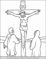 Crucifixion Sorrowful Mysteries Rosary 5th Thecatholickid Colouring sketch template