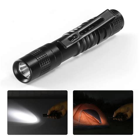mini powerful led flashlight portable strong light aluminum alloy torchlight  clip pocket