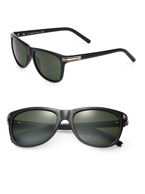 montblanc mm injected square shaped sunglasses  black  men lyst