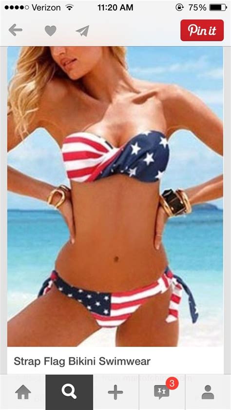 sexy bandeau american flag stripes bikini