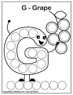set  abc dot marker coloring pages letter   grape kindergarten