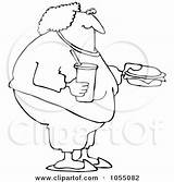 Fat Coloring Eating Food Outline Fast Illustration Woman Royalty Djart Vetor Clip Cox Dennis Clipart sketch template