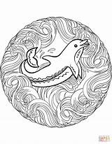 Coloring Mandala Dolphin Mandalas Pages Animal Printable Drawing sketch template