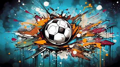 premium ai image soccer ball  flight  graffiti style   bright