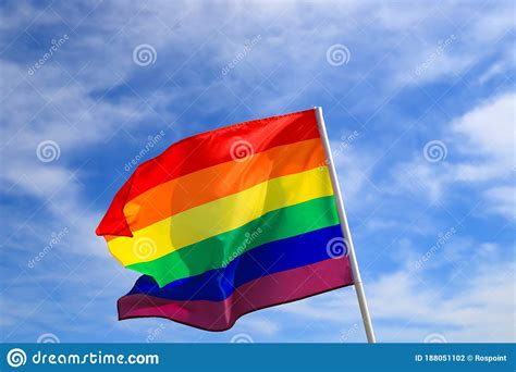 realistic rainbow flag of an lgbt organization waving