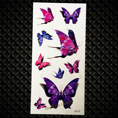 new beauty makeup flash 3d tattoo purple butterfly design waterproof