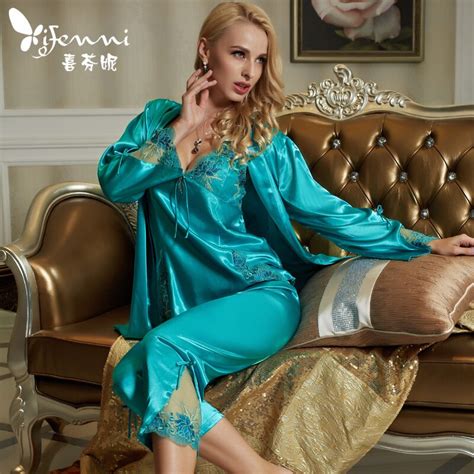 Xifenni Pajama Sets Female Faux Silk Sleepwear Women Sexy Satin Silk
