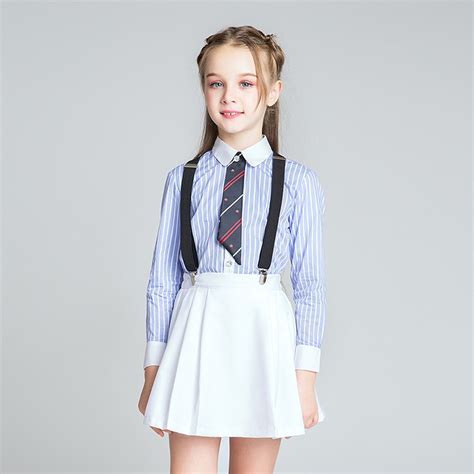 school striped shirt skirt girls clothes set school chorus stage