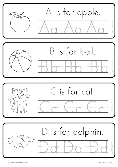 handwriting practice  easy   letter formation strips