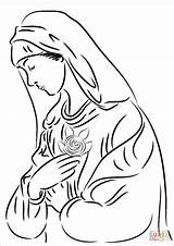 Mary Coloring Virgin Rose Pages Sorrows Jesus Printable Drawing Mother sketch template