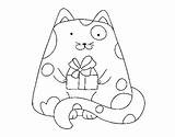 Present Cat Coloring Coloringcrew sketch template