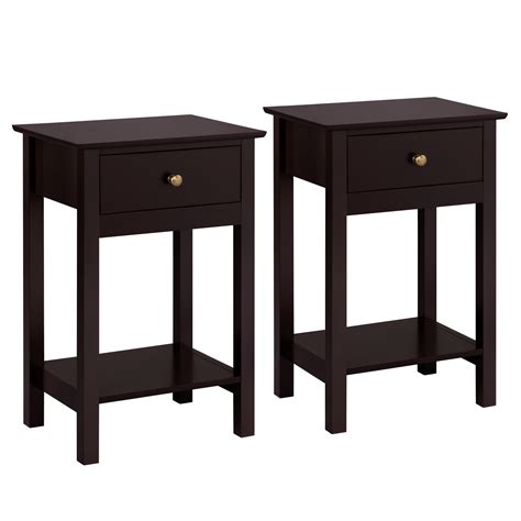 high quality wood bedside  table nightstand  drawer espresso