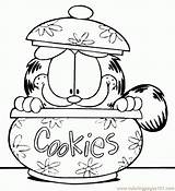 Coloring Garfield Pages Print Simple Preschoolers Kids Jar Digi Cookie Cat sketch template