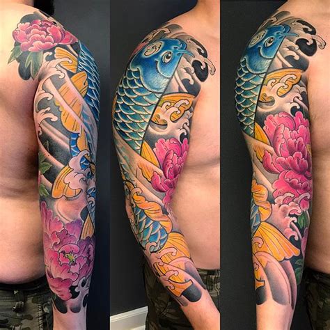 Cover Up Japanese Tattoo Koi And Peony Flower By Bardadim