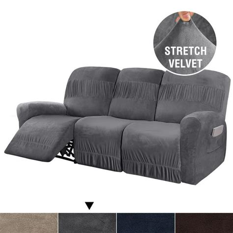 hversailtex  pieces velvet recliner sofa slipcover stretch pleated reclining couch covers