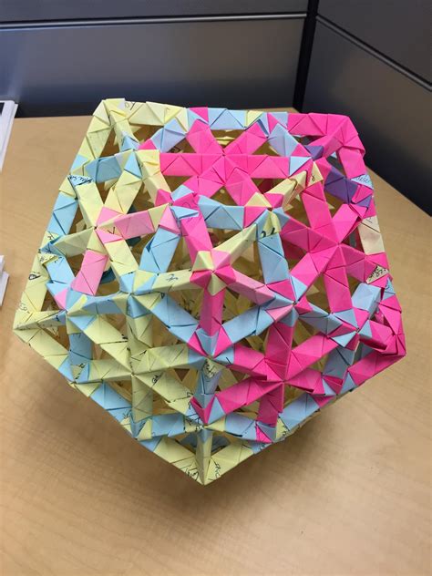modular origami icosahedron     sticky notes modular