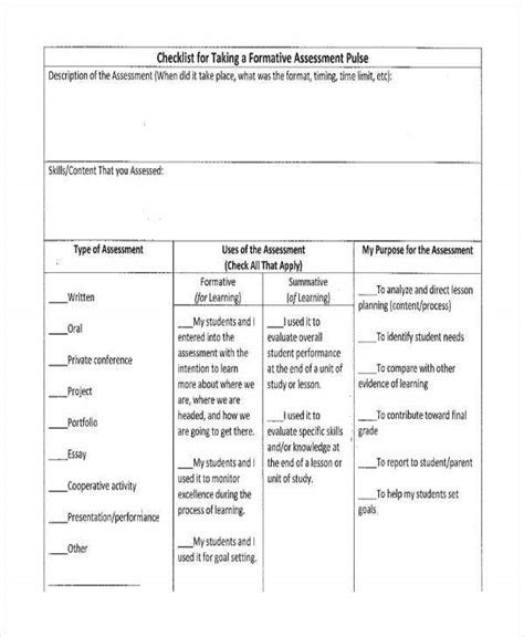 11 Assessment Checklist Templates Free Sample Example Format