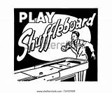 Shuffleboard Retro Ad Play Banner Vector sketch template