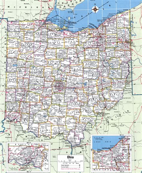 ohio state counties map  cities roads towns highway county