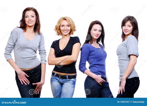 Four Young Happy Girls Stock Image Image Of Modern Model 7693707