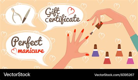 gift certificate perfect manicure nail salon vector image