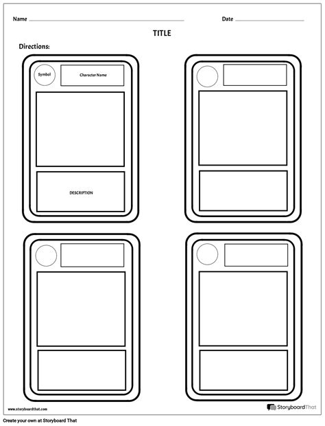 trading cards character map worksheet template