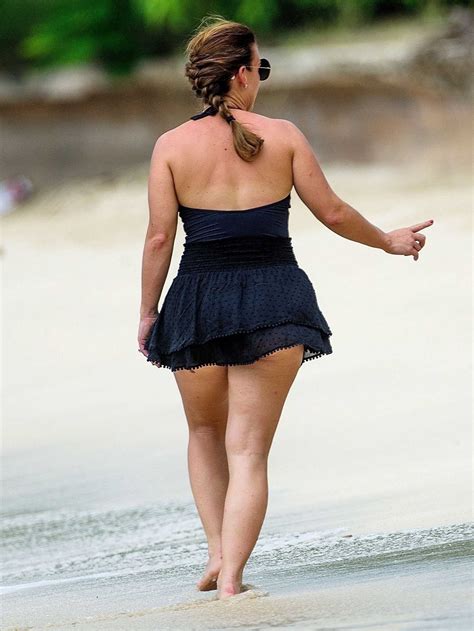 coleen rooney in a black swimsuit was seen on the beach in