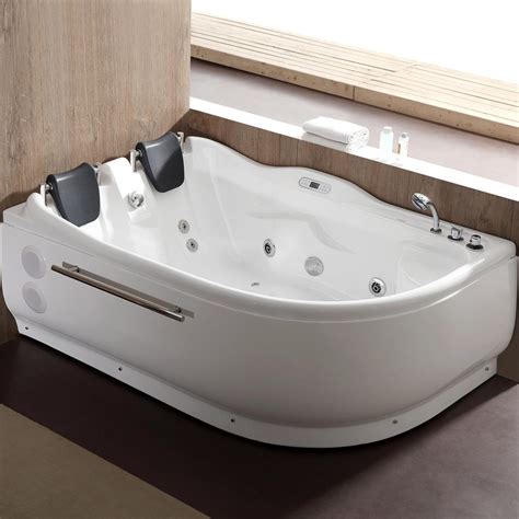 eago   acrylic left drain corner apron front whirlpool bathtub  white ametl