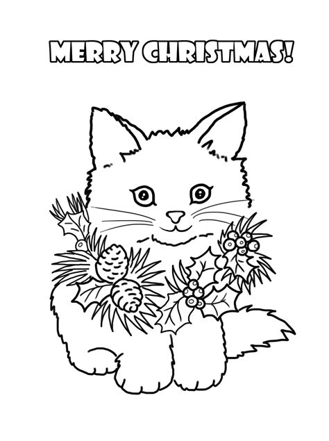 christmas cat coloring page
