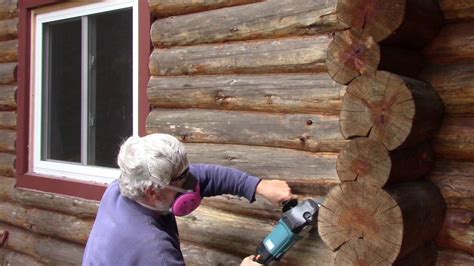 cabin projects prepping  logs  refinishing log homes exterior