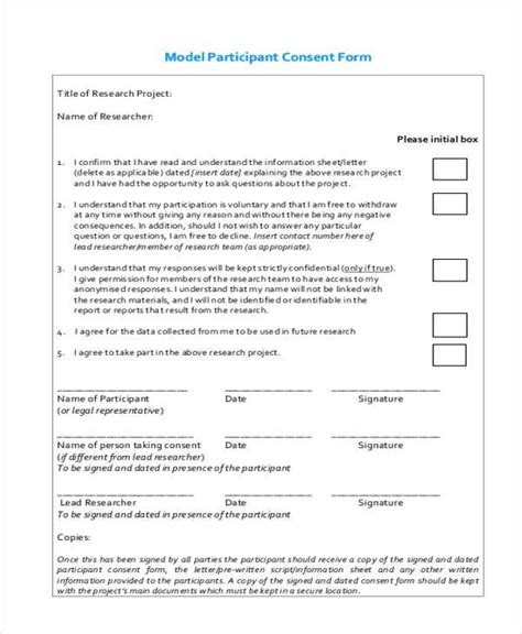 Free 8 Sample Model Consent Forms In Pdf Ms Word