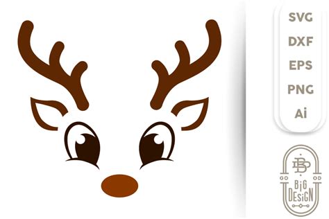 christmas svg cute reindeer svg boy reindeer face svg  big design