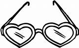 Coloring Pages Eyeglasses Heart Shaped Printable Glasses Clipart Kids sketch template