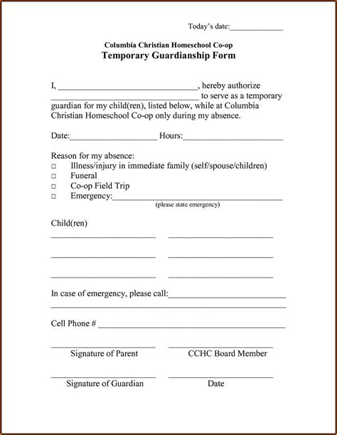 temporary custody form texas fillable printable forms