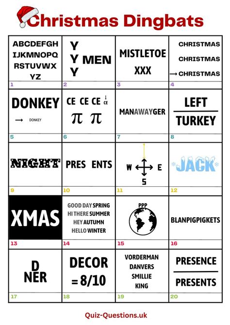 christmas dingbats christmas quiz  answers christmas picture quiz