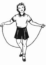 Rope Skipping Girl Coloring Corde Jump Cartoon Large Sauter Jumprope sketch template