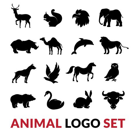 wild animals black logo icons set  vector art  vecteezy