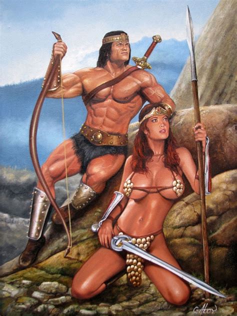 conan and red sonja in comicsworld gallery s fantasy and women comic art gallery room