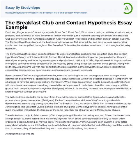 breakfast club  contact hypothesis essay  studyhippocom