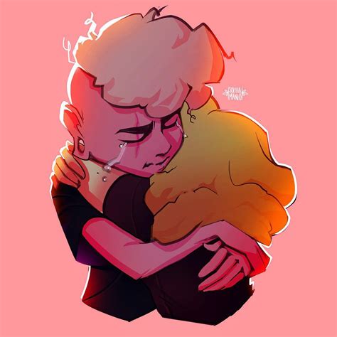 Pink Lars And Sadie Hug Steven Universe Steven Universe