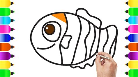 clown fish  simple drawing  children play pain coloring