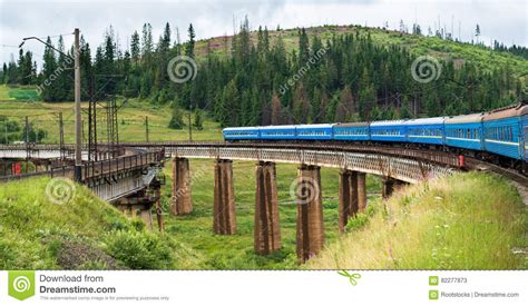 train    bridge   carpathians stock image image