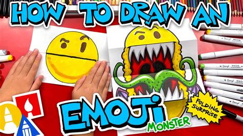 draw  emoji monster folding surprise art  kids hub
