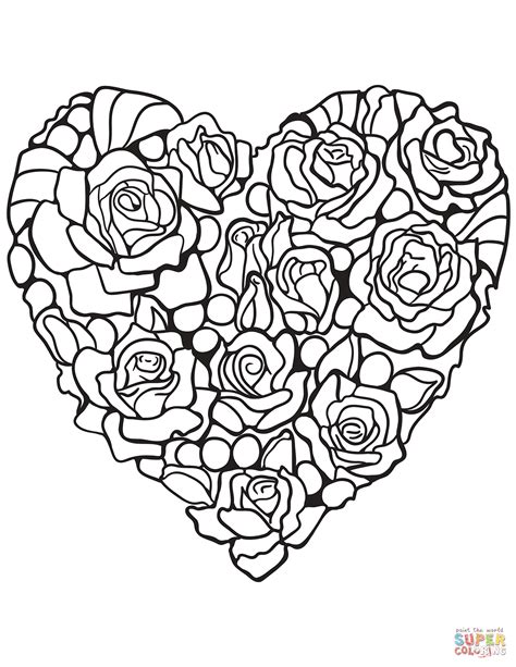 heart   rose coloring page  printable coloring pages