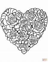 Coloring Rose Heart Pages Made Printable Hearts Supercoloring Drawing Adults Adult Super Diamond sketch template