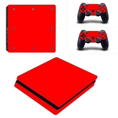 red color ps slim skin  playstation  slim console  controllers ps slim console ps