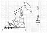 Oil Pump Jack Rig Drilling Vector Clip Blueprint Illustrations Field Well sketch template