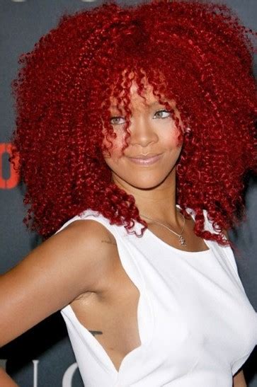 rihanna red micro wavy hairstyle hairstyles weekly